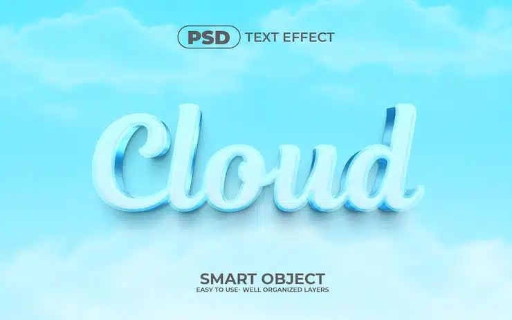 Cloud 3d editable text effect style premium psd template with background Premium Psd