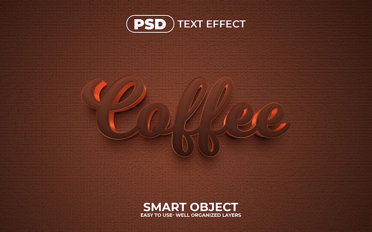 Coffee 3d editable text effect style premium psd template with background Premium Psd