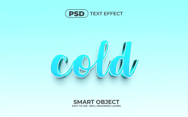Cold 3d editable text effect style premium psd template with background Premium Psd