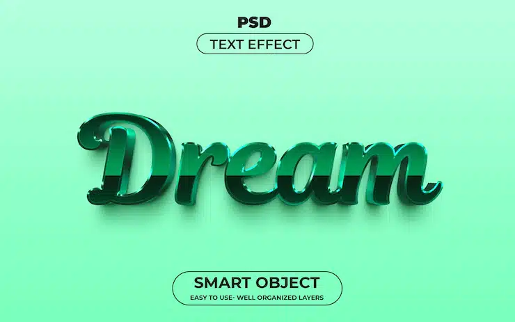 Dream 3d editable text effect style premium psd template with background Premium Psd