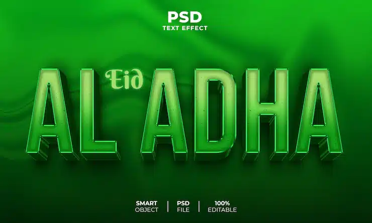 Eid al adha 3d editable text effect Premium Psd