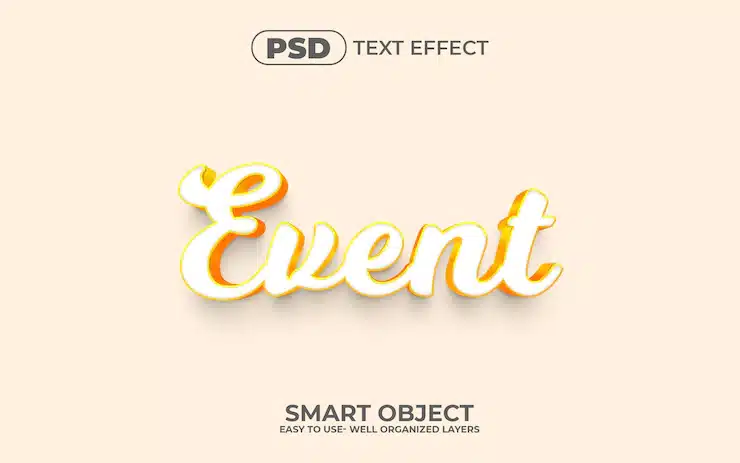 Event 3d editable text effect style premium psd template with background Premium Psd