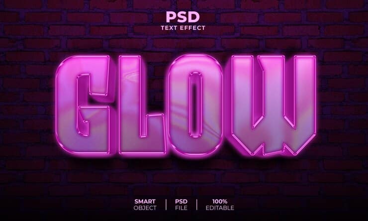Glow neon 3d editable text effect Premium Psd