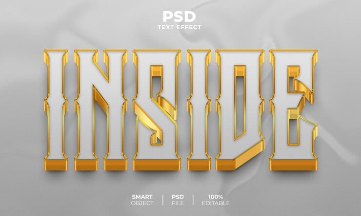 Inside 3d editable text effect Premium Psd