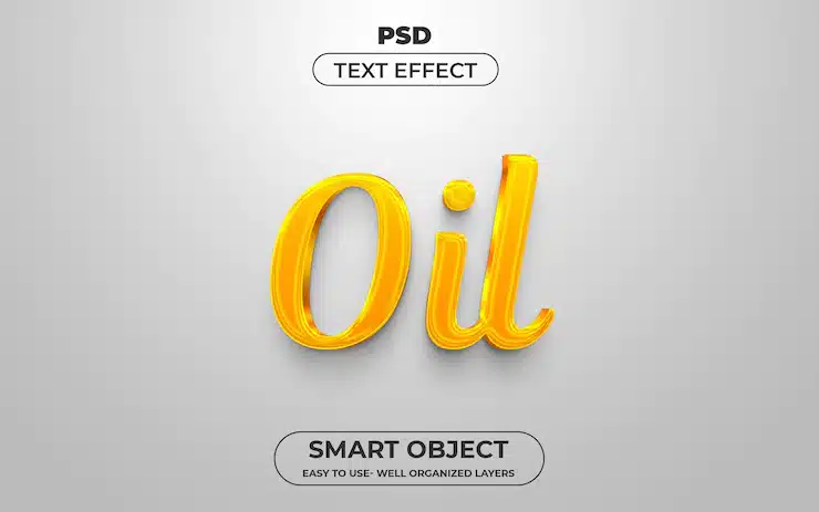 Oil 3d editable text effect style premium psd template with background Premium Psd