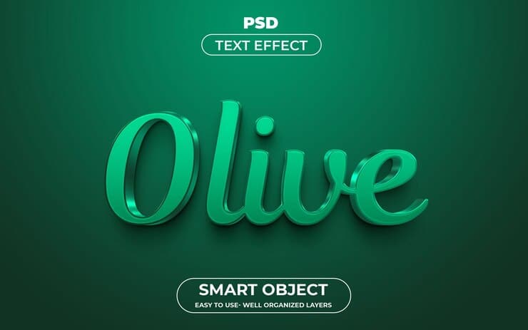 Olive 3d editable text effect style premium psd template with background Premium Psd