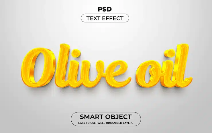 Olive oil 3d editable text effect style premium psd template with background Premium Psd