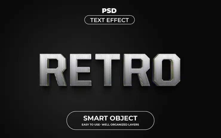 Retro 3d editable text effect style premium psd template with background Premium Psd