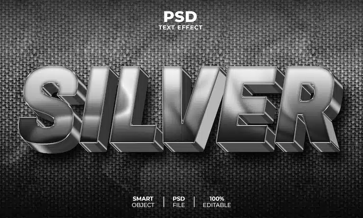 Silver 3d editable text effect Premium Psd