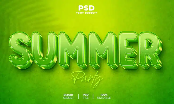 Summer party 3d editable text effect Premium Psd