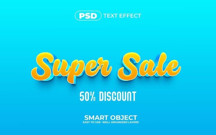 Super sale 3d editable text effect style premium psd template with background Premium Psd