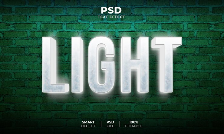 White light 3d editable text effect Premium Psd