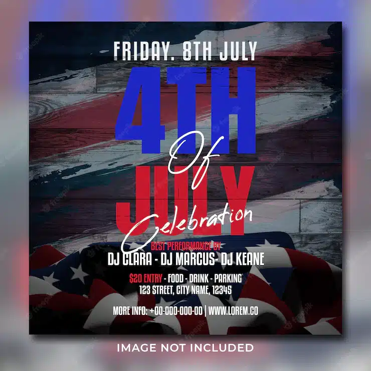 4th of july flyer social media post template banner