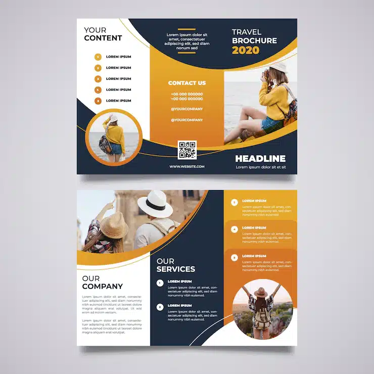 Abstract trifold brochure template with image