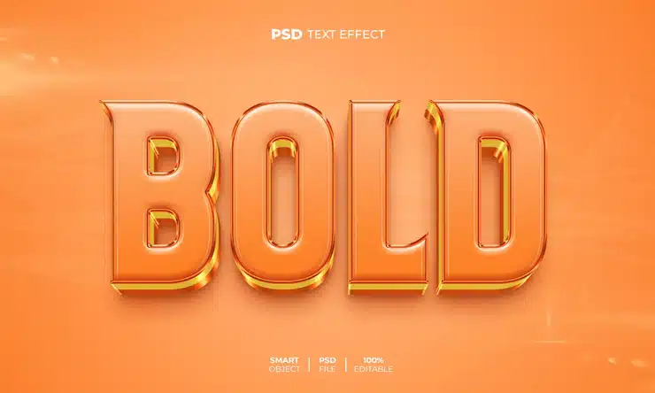 Bold 3d editable text effect
