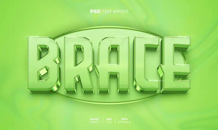 Brace 3d editable text effect