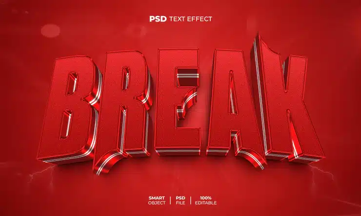 Break 3d editable text effect