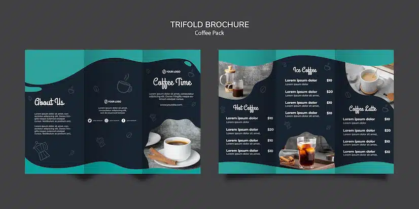 Brochure template with coffee concept