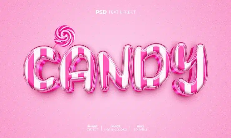 Candy 3d editable text effect