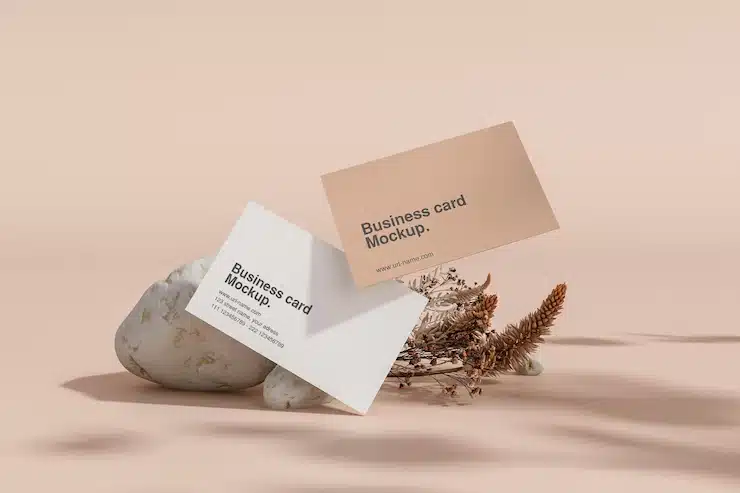 Clean minimal business card with flower mockup