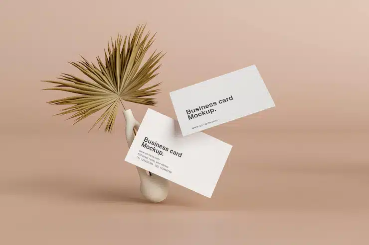 Clean minimal business card with leaf mockup