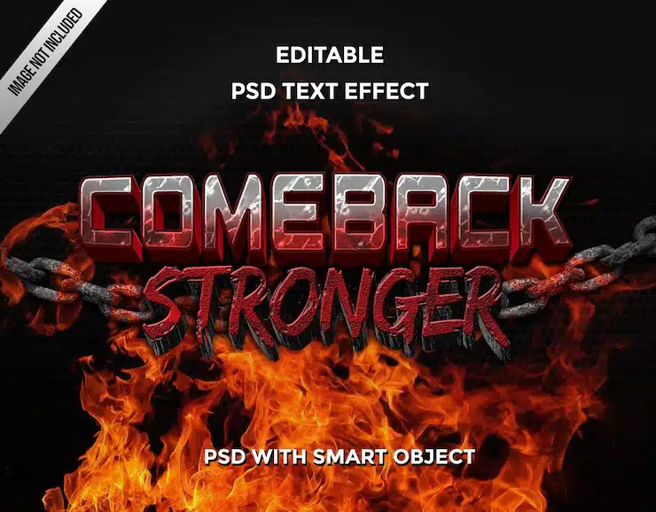 Comeback stronger text effect 3d