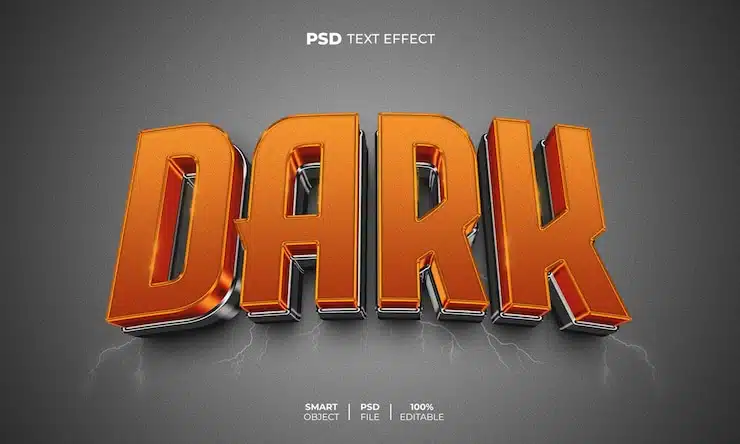 Dark 3d editable text effect