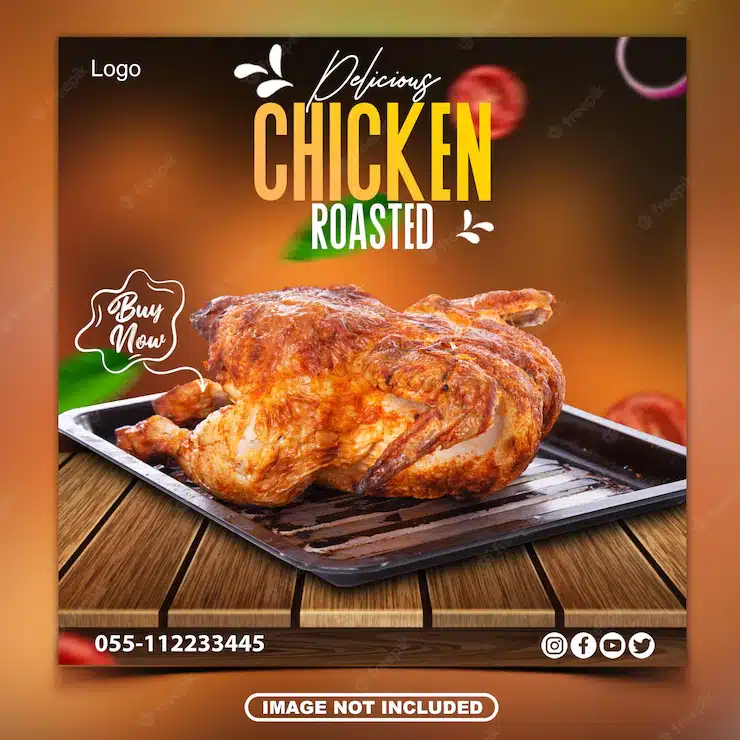 Delecious roasted chicken social media post design