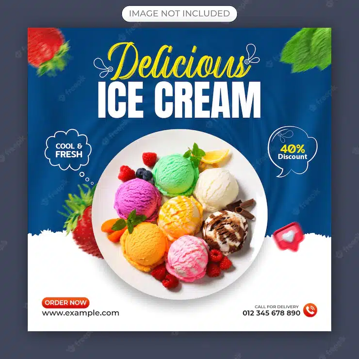 Delicious ice cream social media post template premium