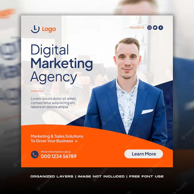 Digital marketing agency corporate social media instagram feed post web banner template