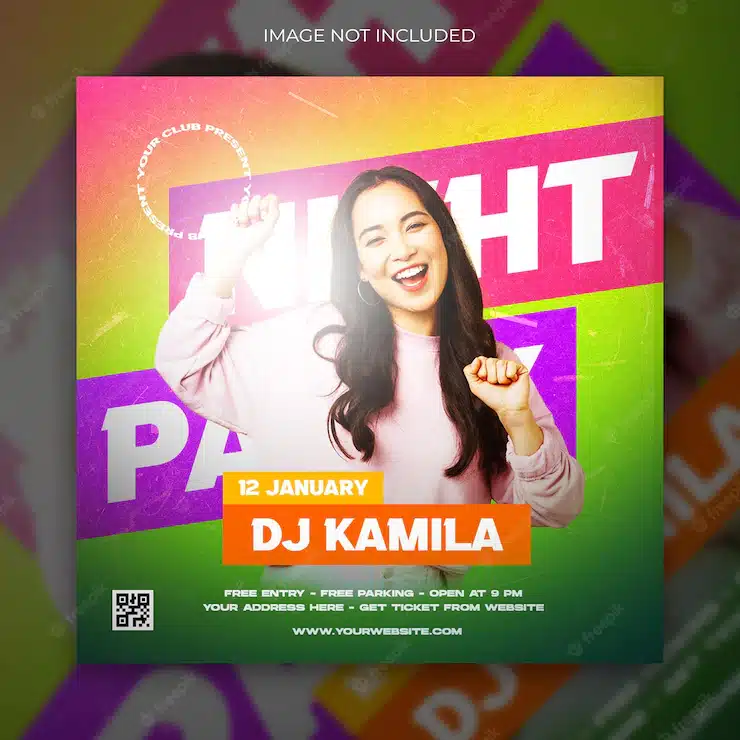 Dj night party social media and flyer template