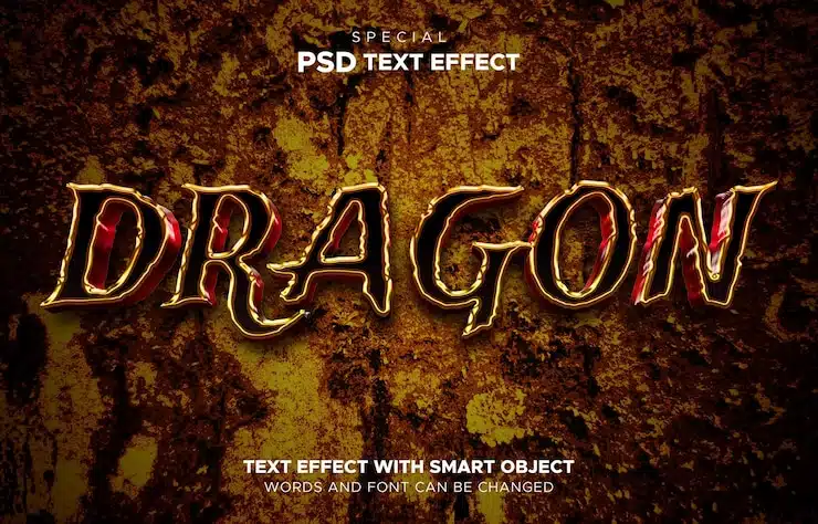Editable text effects dragon style 3d template