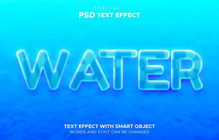 Editable text style with blue water frost effect
