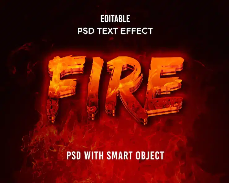 Fire text effect 3d