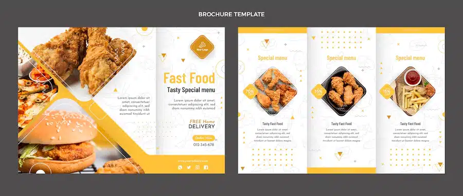 Flat design of food brochure