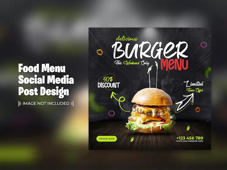 Food menu social media post template design