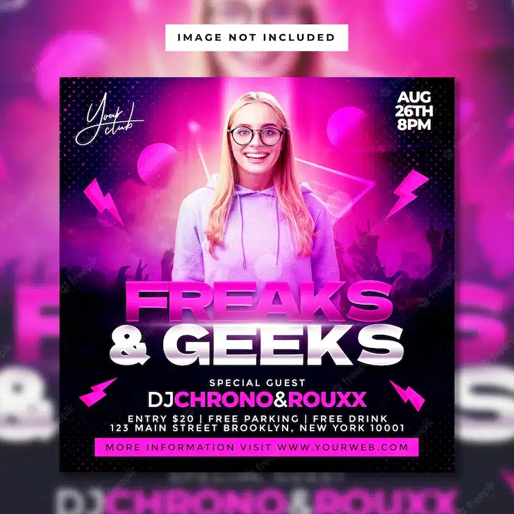 Freaks and geeks party flyer template