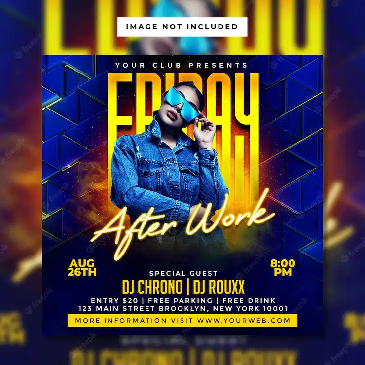 Friday after work party flyer template