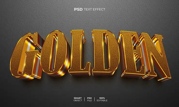 Golden 3d editable text effect
