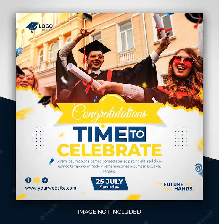 Graduation and education social media post or instagram ads banner flyer design template