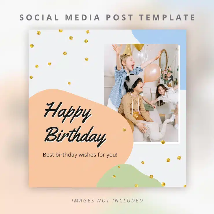 Happy birthday invitation social media post template