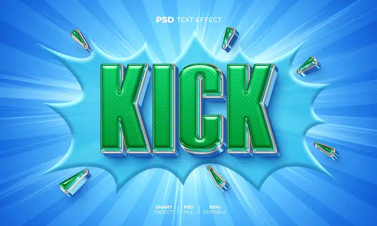 Kick 3d editable text effect