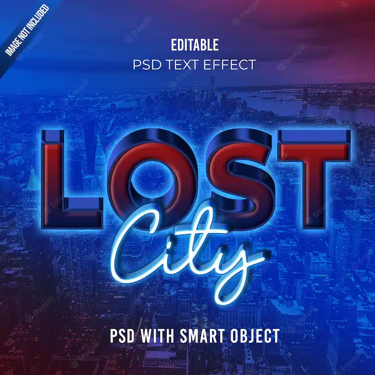 Lost city text effect 3d