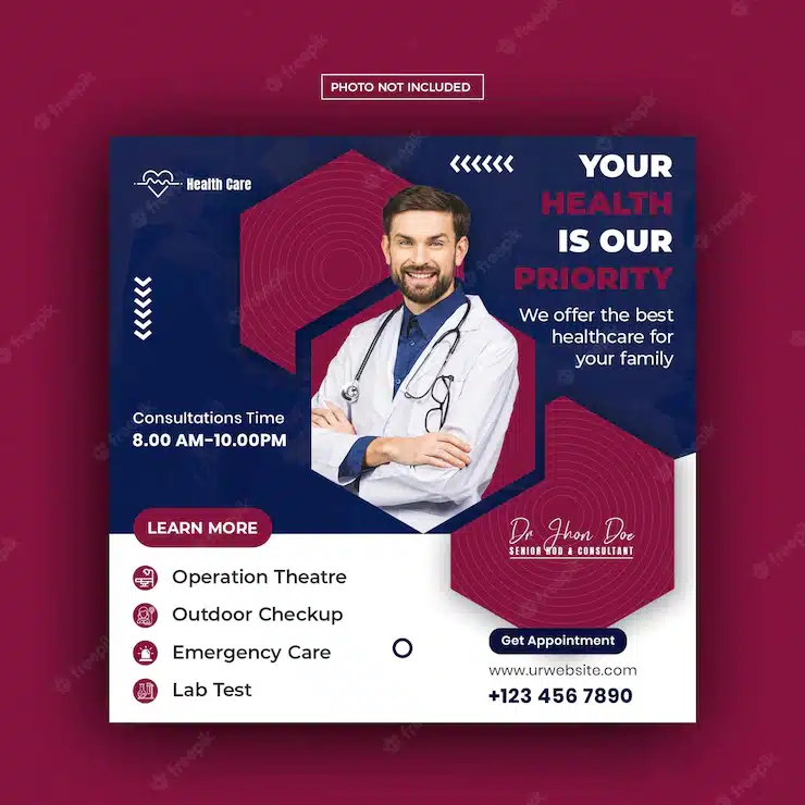 Medical healthcare flyer social media post web banner template
