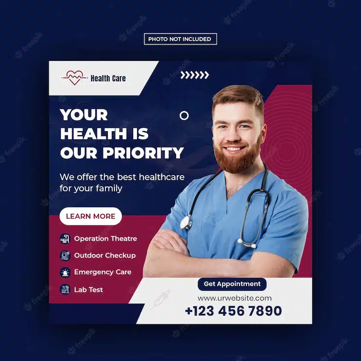 Medical healthcare flyer social media post web banner template