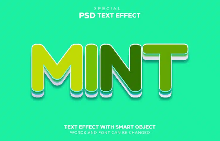Mint text effect editable smart object