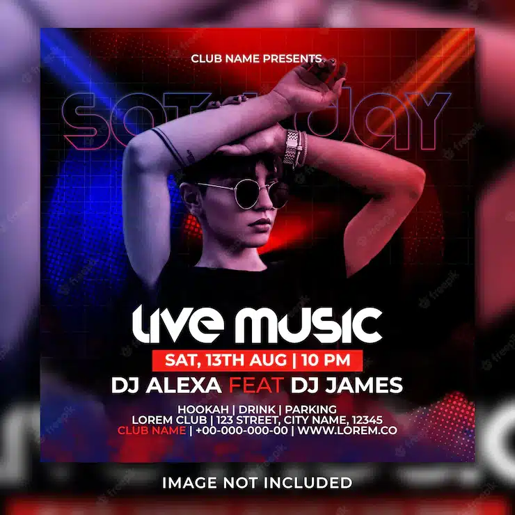 Night club party flyer social media post template banner