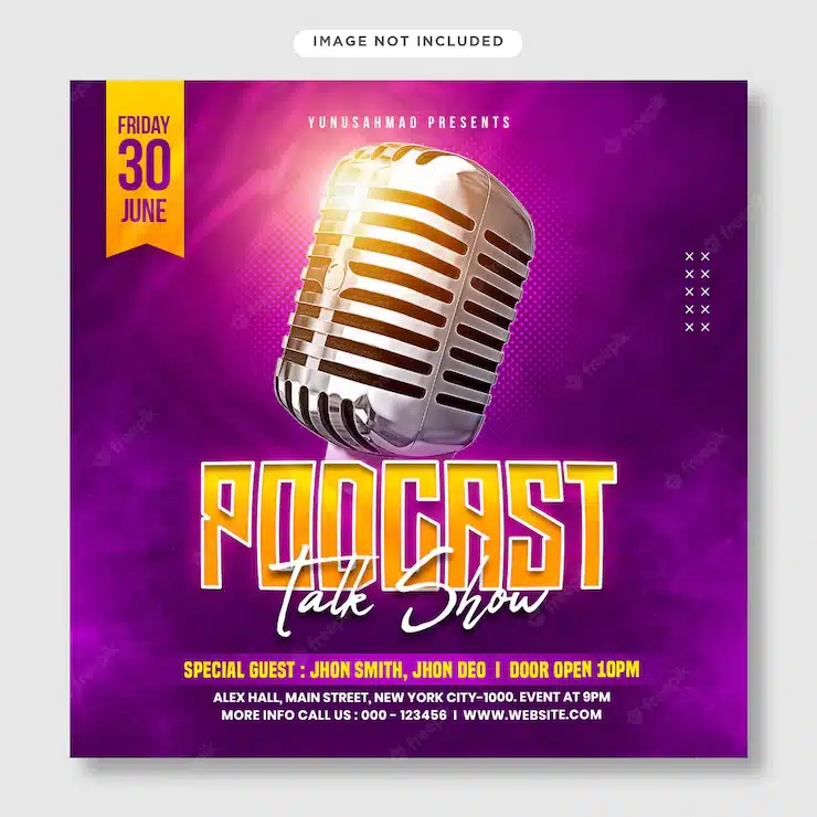 Podcast talk show flyer and social media post template