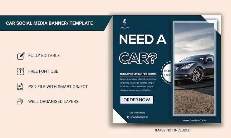 Rent a car social media instagram banner template
