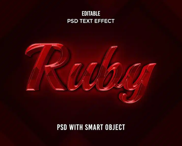 Ruby red text effect 3d